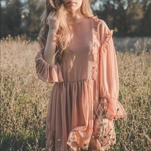 Social butterfly ruffle swing dress